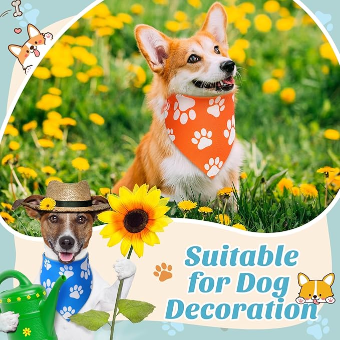 Sanwuta 30 Pcs Colorful Paw Print Dog Bandanas Bulk Rainbow Footprint Bandanas for Dogs Triangle Kerchief Bib Scarf for Pet Party Costume Photo Props Daily Accessories Pet Shops Grooming, 6 Colors