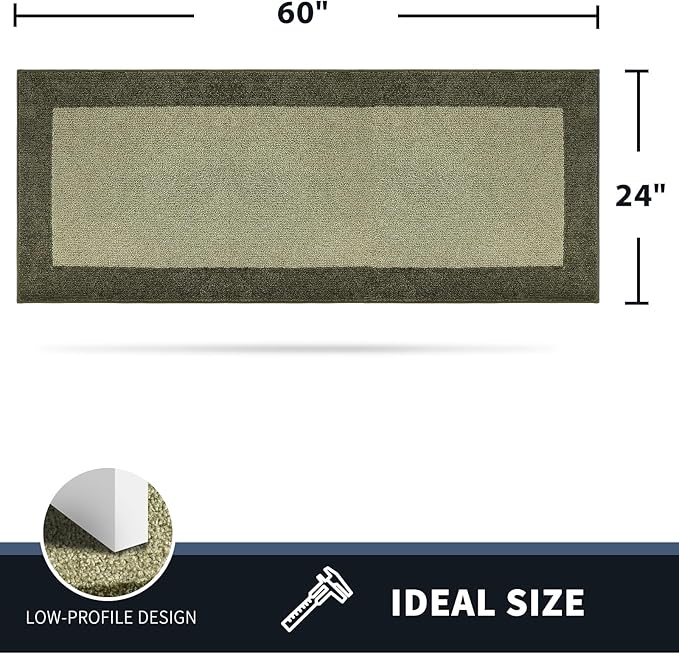 PURRUGS Dirt Trapping Door Mat 24" x 60", Non-Slip Machine Washable Entry Rug, Entrance Mat, Indoor Front Door Mat, Super Absorbent Entryway Rug for Muddy Shoes & Paws, Budding Green & Sage Green