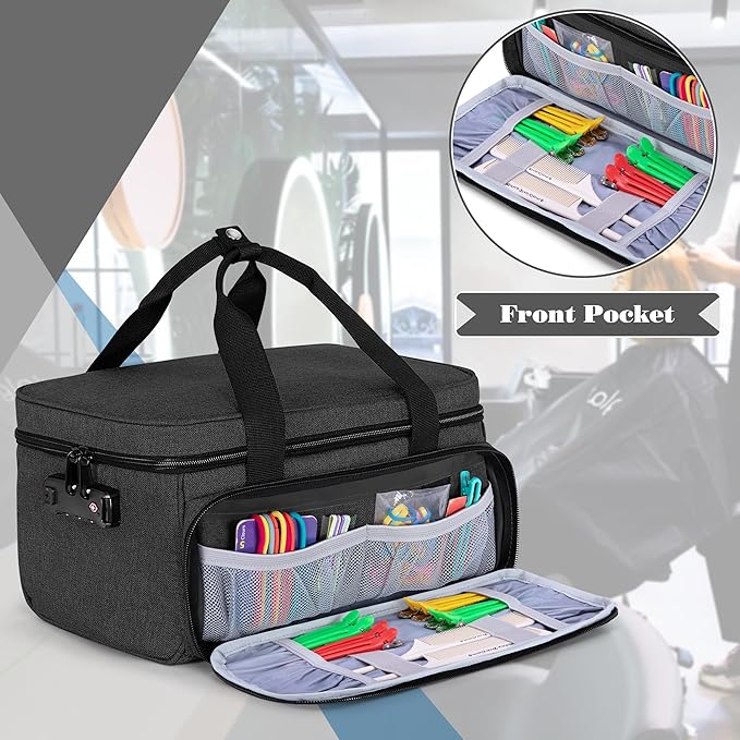 CURMIO Hair Clipper Carrying Case, Hair Cutting Supplies Bag Compatible with Ufree/Brightup/Wahl/KIKIDO/Novah/Hatteker/Andis and Most Standard Hair Trimmer, Bag Only, Black