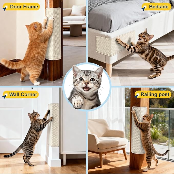 Door Protector from Cat Scratching 19.6" x 7.8" Cat Wall Corner Scratcher, Anti Scratch Door Frame Furniture Protector for Indoor Cats