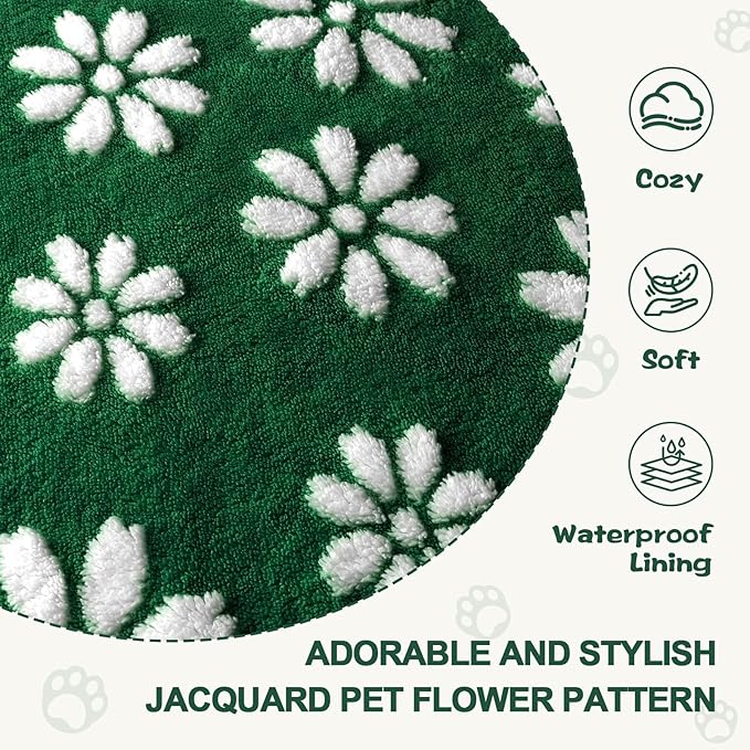 Yaning Waterproof Blanket for Dog Puppy Cat, Cute 3D Textured Flower Dog Blanket for Bed Couch Sofa, Soft Liquid Pee Proof Pet Furniture Protector, 30"x40", Green