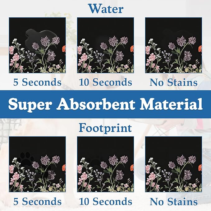 Vintage Wild Herbs Dog Cat Food Mat–Christmas Stocking Absorbent Waterproof Placemat for Food and Water Bowls, Non Slip Rubber Backing, Feeding Mat for Clean Floors 16"x24"
