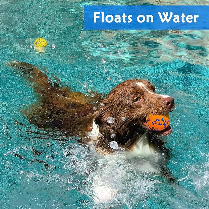 POUPUA 4-Pack Super Bouncy Dog Balls — Lightweight & Safe (Won’t Hurt Dogs), Indestructible Tennis Balls for Aggressive Chewers, Durable Floating Fetch Toys for Medium & Large Dogs