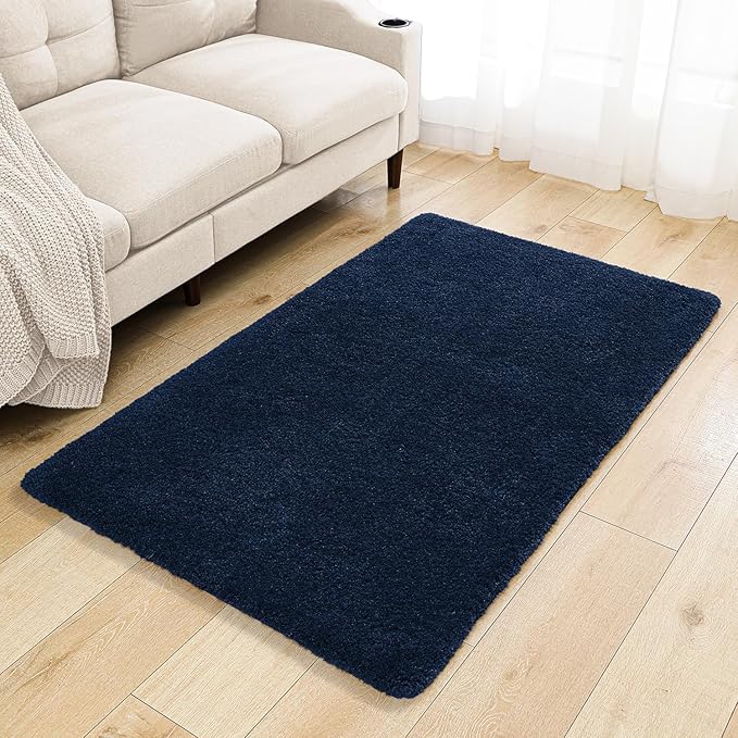 Navy Blue Bathroom Rugs 36"x60" - Extra Large Microfiber Bath Mat, Non Slip Absorbent and Washable Bathroom Rug, Plush Fluffy Floor Mat - Ideal for Spacious Bathrooms or Bedrooms