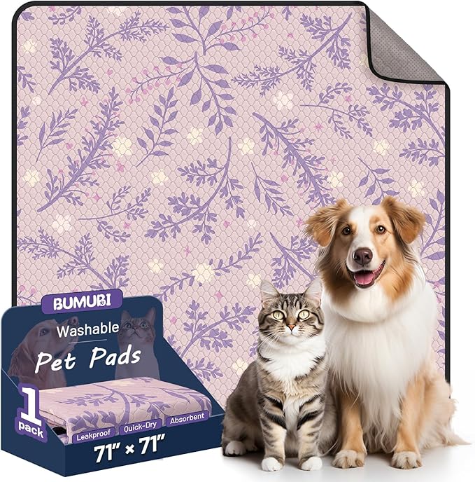 Washable Dog Pee Pads - Absorbent Reusable Puppy Training Pads, Waterproof Leak - Proof & Non - Slip for Crate Whelping Potty Training 72x72 (Pack of 1)
