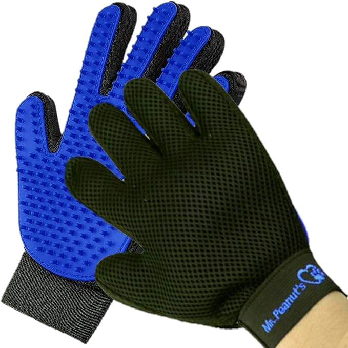 Mr. Peanut's Pet Grooming Glove – 259 Soft Silicone Pins, Breathable Mesh & Adjustable Wrist Strap – Deshedding, Massaging Mitt for Dogs, Cats, Bunnies & Horses