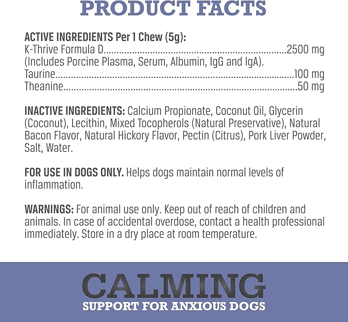 WINPRO Calming Chews for Dogs – Plasma-Powered for Dog Anxiety & Stress Relief– Fast-Acting Dog Calming Chews - Natural Ingredients, Grain-Free - Suitable for All Breeds & Sizes –60 Count Made in USA