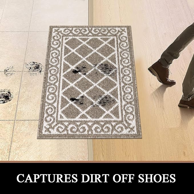 HEBE Indoor Door Mat 20''x32'' Non Slip Front Door Welcome Mats Washable Shoe Mats Dirt Trapper for Entryway Low Profile Kitchen Carpet for Entrance Hallways Entrance Mat for Dogs