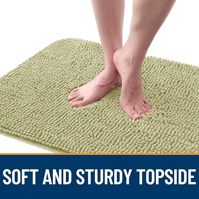 OLANLY Dog Door Mat for Muddy Paws 59x35, Absorbs Moisture and Dirt, Absorbent Non-Slip Washable Doormat, Quick Dry Chenille Mud Mat for Dogs, Entry Indoor Entryway Carpet for Inside Floor, Vanilla