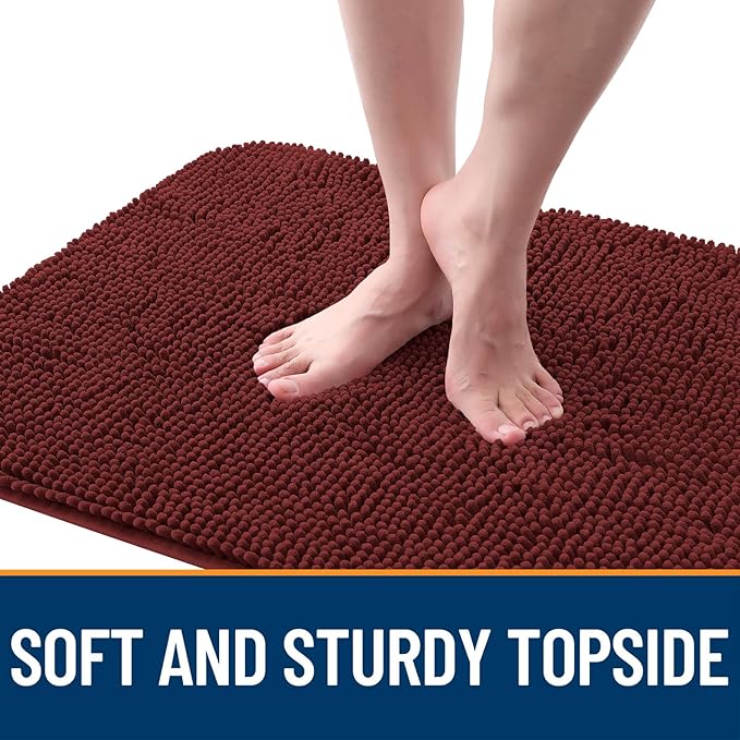 OLANLY Dog Door Mat for Muddy Paws 48x30, Absorbs Moisture and Dirt, Absorbent Non-Slip Washable Doormat, Quick Dry Chenille Mud Mat, Entry Indoor Entryway Carpet for Inside Floor, Caramel Russet