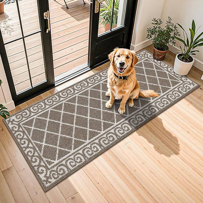 HEBE Washable Runner Rug 20"x59" Indoor Door Mat Runners,Non Slip Dirt Trapping Rug Runner Floor Mats Carpet Runners for Entryway Hallway Kitchen Garage Laundry Room