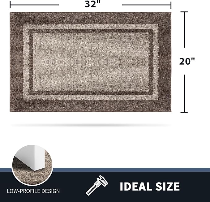 PURRUGS Dirt Trapping Door Mat 20" x 32", Non-Slip Machine Washable Entryway Rug, Entrance Mat, Indoor Front Door Mat, Super Absorbent Entry Rug for Muddy Shoes & Paws, Beige & Grayish Brown