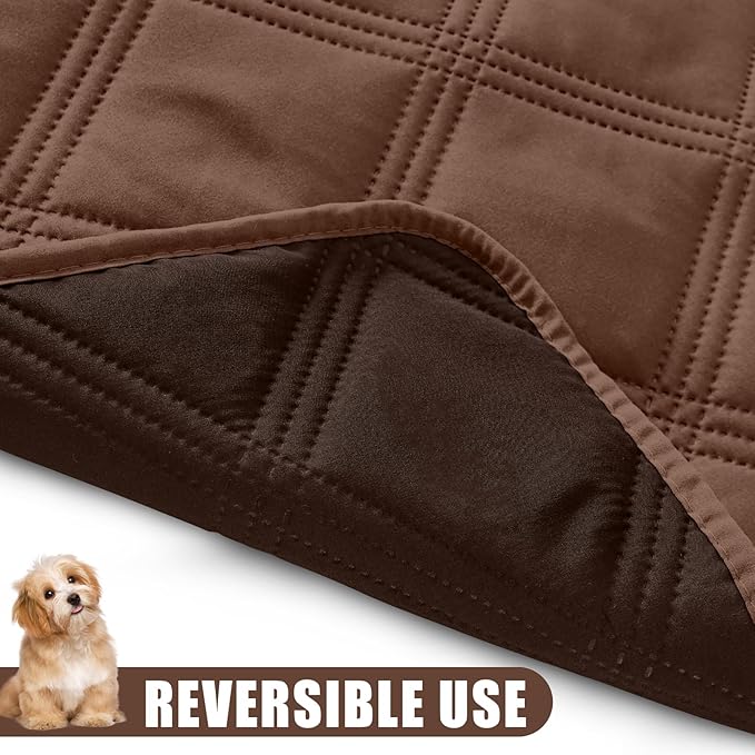 Smiry Waterproof Dog Bed Cover Blanket 82x120, Soft Reversible Pet Blanket, Washable Leakproof Cats Dogs Couch Cover for Sofa, Couch, Furniture, Lattice, Brown/Chocolate