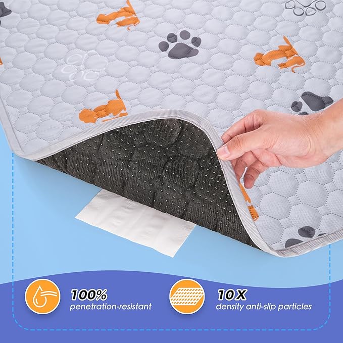WanpeeGoo Washable Pee Pads for Dogs, 2 Pack Absorbent Reusable Training Dog Pads Pet Puppy Pads, Non-Slip Potty Pads for Whelping, Playpen, Crate, Bed, Orange, 32"x63"