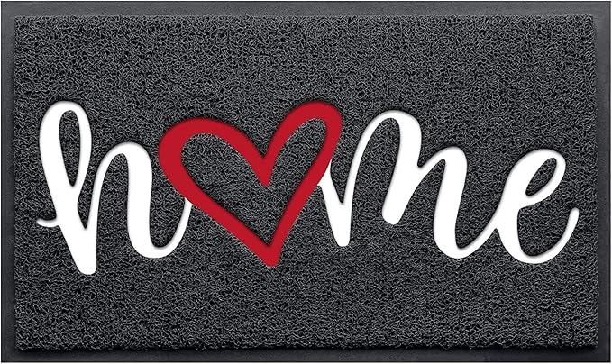 Black Door Mat Welcome Mats Home Non-Slip Doormat for Entryway Low-Profile Floor Mat for Yard, Garage, High Traffic Areas (36"x24", Black)