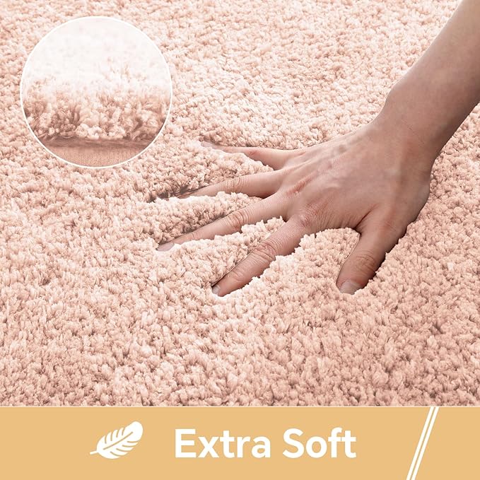 Dusty Pink Bathroom Rugs 30"x50" - Large Bath Mat for Bathroom Floor, Fluffy Microfiber Plush Rug, Non Slip and Washable - Great for Living Room, Bedroom or Kitchen Mat