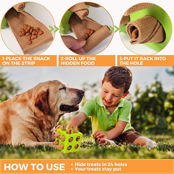 Fossa Dog Enrichment Puzzle Toy, Interactive Snuffle Ball for Dogs Encourage Stimulation Food Foraging Skill, Resistant Rope to Hide Treat for Aggressive Puppy, Small, Medium, Large Dog