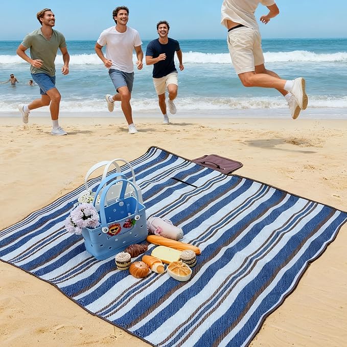 Picnic Blankets,Extra Large Beach Blanket,Lawn Mat 3 - Layer Outdoor Rug, Waterproof Foldable Packable Washable, Camping Carpet Spring Summer for Tent Grass Concert Travel Ground