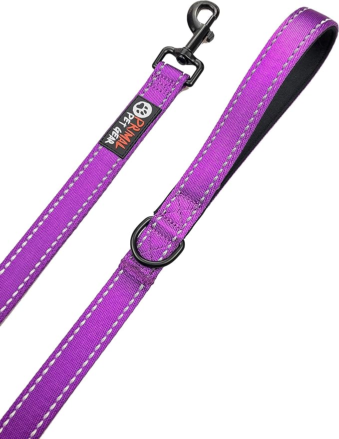 Primal Pet Gear Dog Leash 6ft Long,Traffic Padded Two Handle,Heavy Duty,Reflective Double Handles Lead for Control Safety Training,Leashes for Large Dogs or Medium Dogs,Dual Handles Leads(Purple)