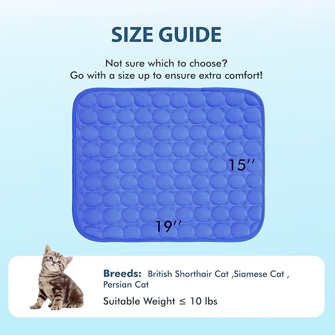 MICROCOSMOS Summer Cooling Mat & Sleeping Pad- Water Absorption Top, Materials Safe, Easy Carry, EZ Clean. Keep Cooling for Pets, Kids and Adults.(Navy Blue, 19" x 15")