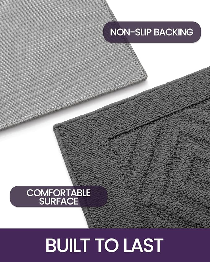 DEXI Front Door Mat for Entryway, 36x60 Washable Entry Rugs with Non Slip Backing, Low Profile Absorbent Welcome Floor Doormat for Inside Home, Entrance, Dark Grey