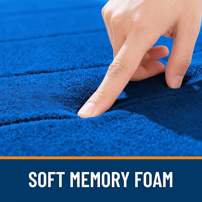 OLANLY Memory Foam Toilet Rugs U Shaped 24x20, Super Soft Absorbent Contour Bath Rugs, Quick Dry, Machine Washable Toilet Mat, Bathmat Floor Carpet, Bathroom Home Decor Accessories, Royal Blue