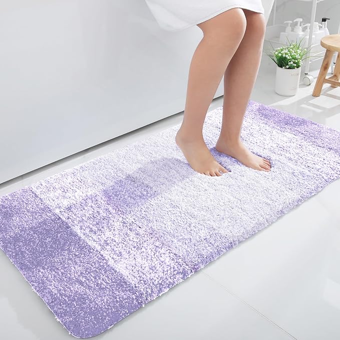 OLANLY Bathroom Rugs Mat 40x24, Extra Soft Absorbent Microfiber Bath Rug, Rubber Backing, Quick Dry, Machine Washable Bath Mats for Bathroom Floor, Tub and Shower, Home Decor Accessories, Light Purple