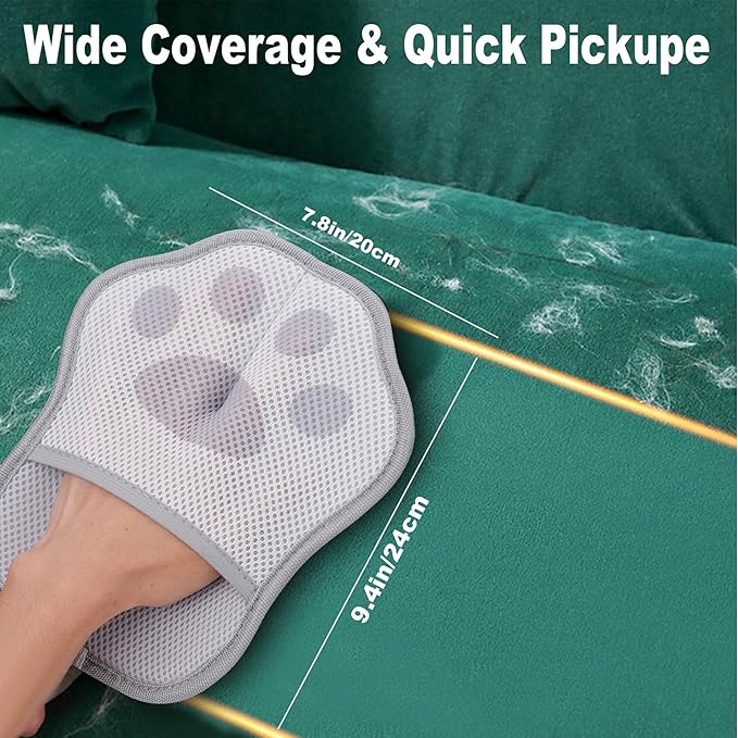Pet Hair Removal Glove for Cats & Dogs, Reusable Paw Print Electrostatic Pet Hair Remover Tool, Gentle on Couch, Clothing, Carpet, Car Seat