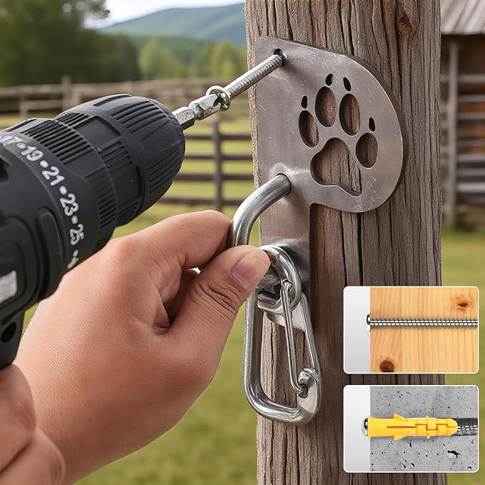 Medoparts Heavy Duty Dog Leash Wall Hook, Secure Leash Parking - Stainless Steel Pet Leash Holder for Large Dogs, P-Shaped Dog Leash Holder for Indoor/Outdoor Use, Patio,Commercial Locations
