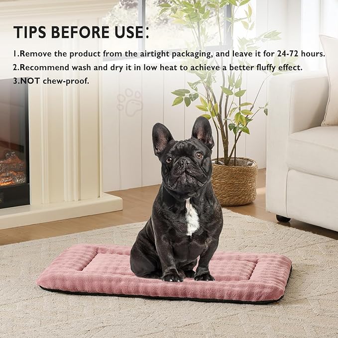 Dog Bed Mat Crate Pad for Medium Dogs, Washable Soft Pet Sleeping Mat Kennel Pad with 3D Bubble Pattern, Dusty Pink, 30"x 19"