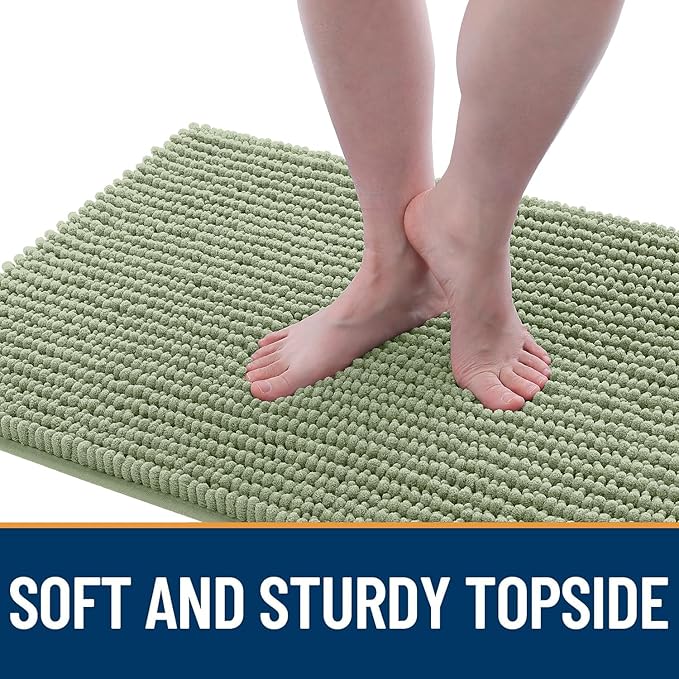 OLANLY Dog Door Mat for Muddy Paws 59x24, Ultra Absorbent Chenille Mud Doormat, Non-Slip Washable and Dirt Trapping Doormat for Indoor Entryway, Quick-Dry Indoor Pet Bed Mats for Dogs, Sage Green
