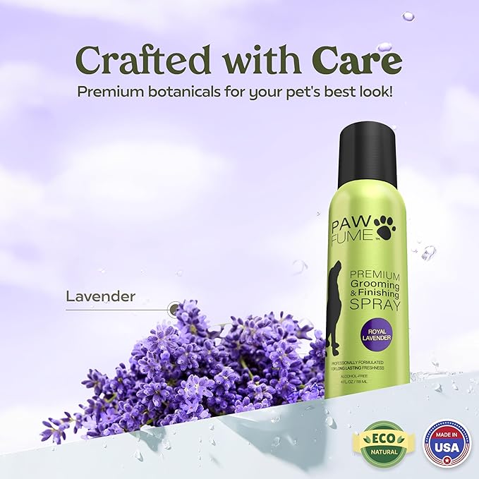 PAWFUME Dog Detangler Grooming Spray, Royal Lavender, 1-Pack – Keeps Pups Fresh All Day – Hypoallergenic, Alcohol-Free, Detangling & Moisturizing – Salon-Quality Dog Necessities for Coat & Fur Care