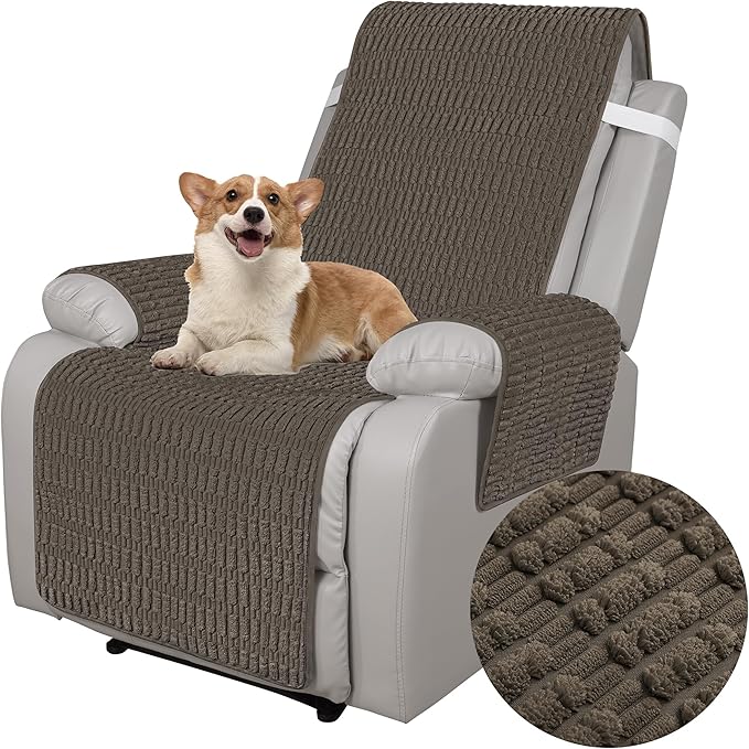 Foxdecor Recliner Chair Covers, Recliner Cover Non-Slip Chair Covers, Washable Recliner Couch Cover Furniture Protector, Cover for Recliner Chair with Elastic Straps. (Chocolate, 23" W)