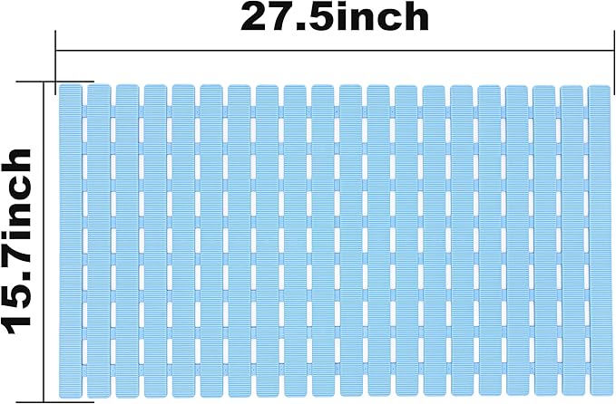 BEMISO Shower Mat Non Slip Bathtub Mat with Suction Cups and Drain Holes 27.5 x15.7 Inch Bath Mat for Tub & Shower.Easy Dry,Easy to Cut,Eco-Friendly