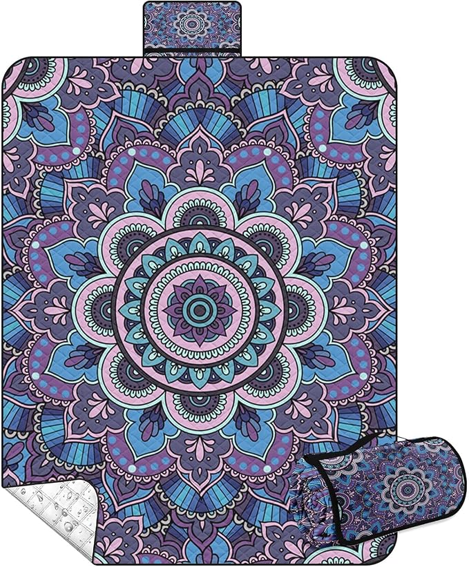 Waterproof Picnic Outdoor Blanket, 79" x 59" Sandproof Foldable Large Picnic Blanket for Beach, Camping, Park, Travel, Concert, Great Gift for Families and Couples (Boho Flowers)