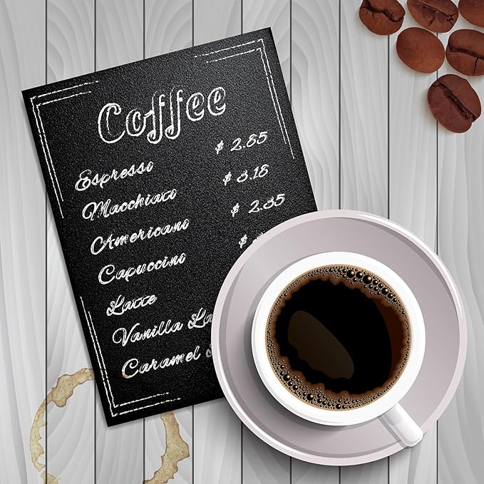 1 Pack 8.1x12 in Chalkboard Signs with Stand for Tables Small Chalk Board Signs Tabletop Message Board Sign with Wood Base for Home Decorations Coffee Shop Restaurant Kitchen Wedding Party