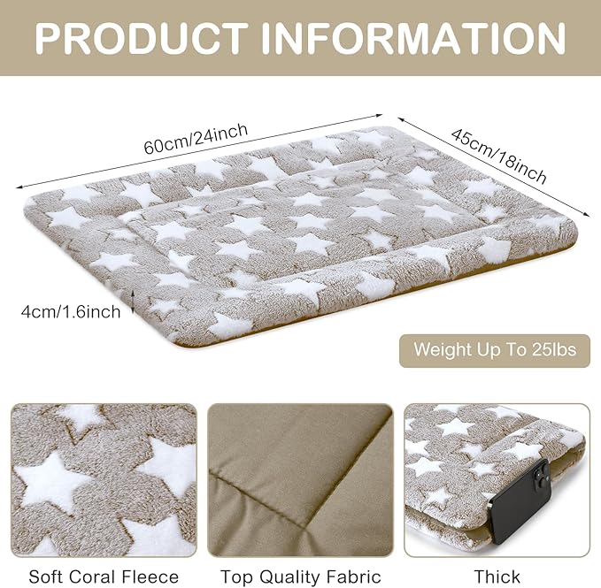 VitalCozy 4 Pcs Winter Dog Crate Pads, Ultra Soft Warm Washable Dog Cat Bed Mat for Pet Crate Comfortable Replaceable Reversible Kennel Pad for Small, Medium, Large Dogs(18 x 24 x 1.6 Inch,Apricot)