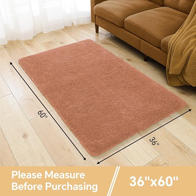 Rust Bathroom Rugs 36"x60" - Extra Large Microfiber Bath Mat, Non Slip Absorbent and Washable Bathroom Rug, Plush Fluffy Floor Mat - Ideal for Spacious Bathrooms or Bedrooms