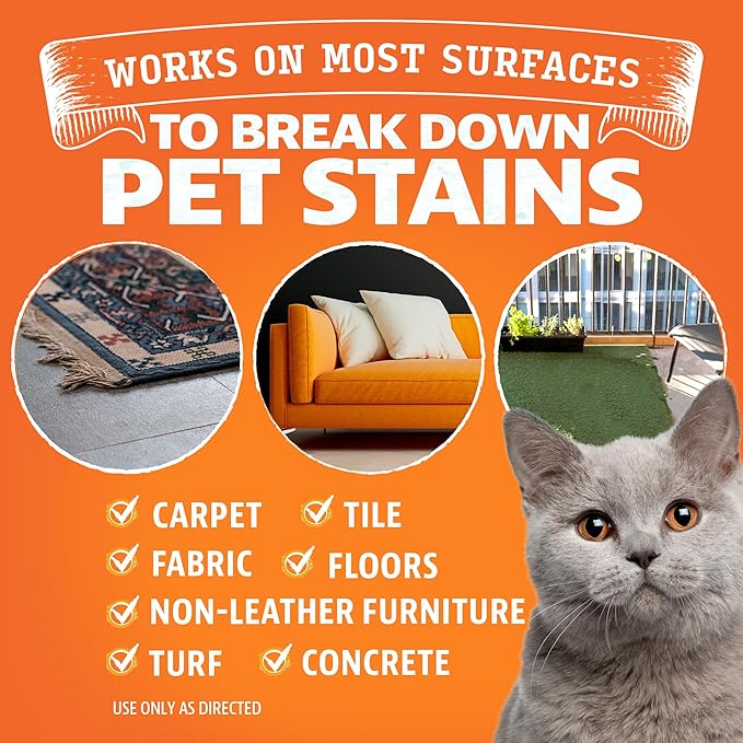 ANGRY ORANGE Cat Urine Odor Eliminator & Stain Remover, Pet Stain Enzyme Cleaner Spray for Dog & Cat Pee - Fresh Scent - 32 oz