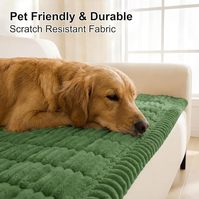 Smiry Couch Cover for Dogs, Non Slip Washable Sofa Protector for Pets, Soft Furniture Cover for Pet, Stylish Sofa Covers, Cozy Protect Against Fur, Dirt & Everyday Messes (Olive Green, 27.6" x 88")