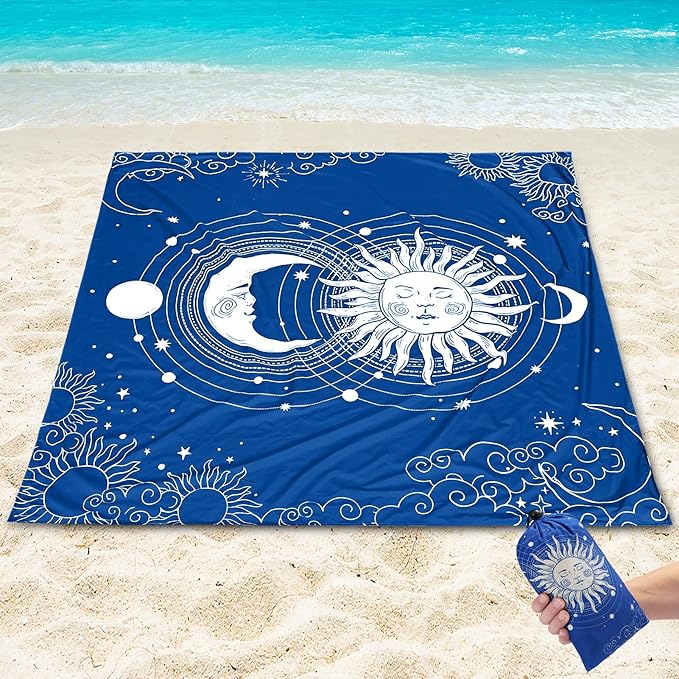 AISPARKY Beach Blanket Waterproof Sandproof Extra Large Beach Mat 79" X 83"/120"x108" for 2-8 Adults Quick Drying Durable Outdoor Picnic Mat for Travel, Camping, Hiking