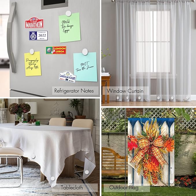 Strong Magnetic Shower Curtain Weights, Waterproof Heavy Duty Magnets, Prevent Curtain Liner from Blowing Around, Work for Drapery, Tablecloth, Flag, Outdoor Curtains (8pcs)