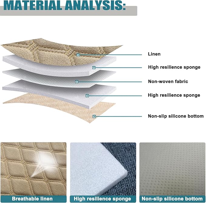 West Llama Linen Front Car Seat Cover Protector Anti-Slip Bottom Seat Cover Fits 95% of Vehicles,Wrapping Around The Bottom,Diamond Pattern(Beige-2Pcs)