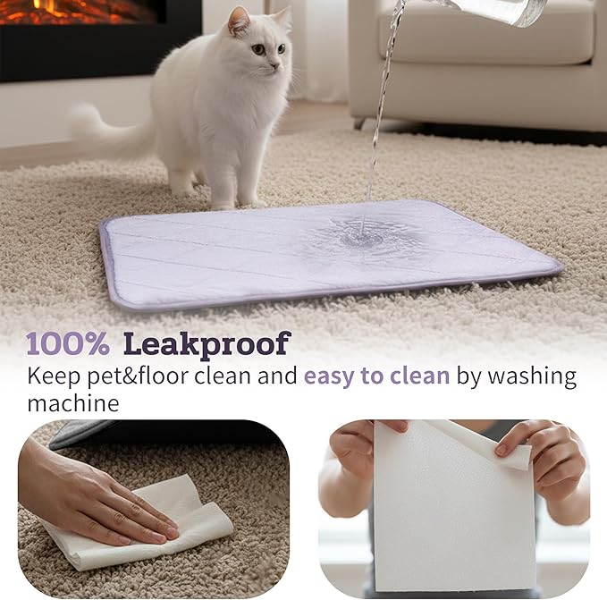 NWK Fluffy Self Warming Cat Mat, Cat Blanket, Thermal Dog Mat, Washable, Non-Slip Bottom for Sofa & Crate & Kennel & Car Seat (Purple, Small (20'' X 16'' X 0.4''))