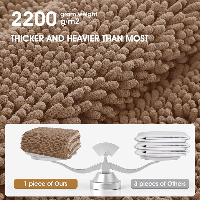 2 Pieces Muddy Door Mats for Dogs, 36" X 24" Chenille Absorbent Doormat, Trap Dirt Non Slip Heavy Indoor Doormat Soft Dog Bed Mat Front Inside Door Mat for Indoor Outdoor Entrance,Camel
