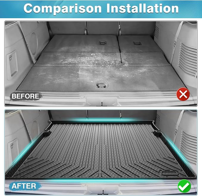 Mixsuper Custom Fit for Cargo Liner 2003-2017 Ford Expedition/Lincoln Navigator (No EL or L Models) Behind The 2nd Row Seats All Weather Rear Cargo Trunk Floor Mat
