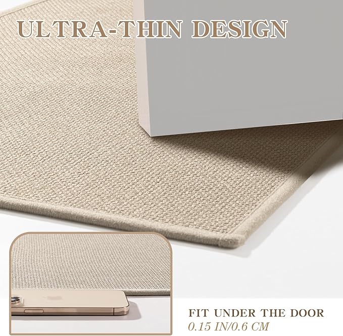 chakme Bathroom Rugs Mat 32x17, Ultra Thin Non Slip Bath Mat Quick Dry Absorbent Bath Mat for Bathroom Floor, (Light Beige, 32"x17")