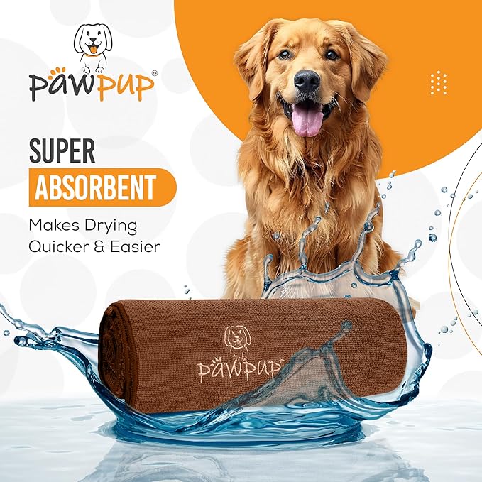 PAWPUP Dog Towels for Drying Dogs Super Absorbent Microfiber Pet Grooming Towel for Dogs, Cats and Other Pets (55 x 28 Inches, Brown)