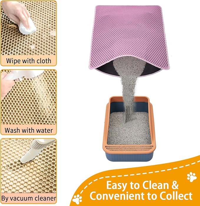 Cat Litter Box Mat-Super Large 47''x36'' Litter Trapping Mat for Cat-XXL Litterbox Matt for Floor-2 Layer Catcher Rug for Pet kitty Litterbox-Waterproof Urine Proof,Non-Slip