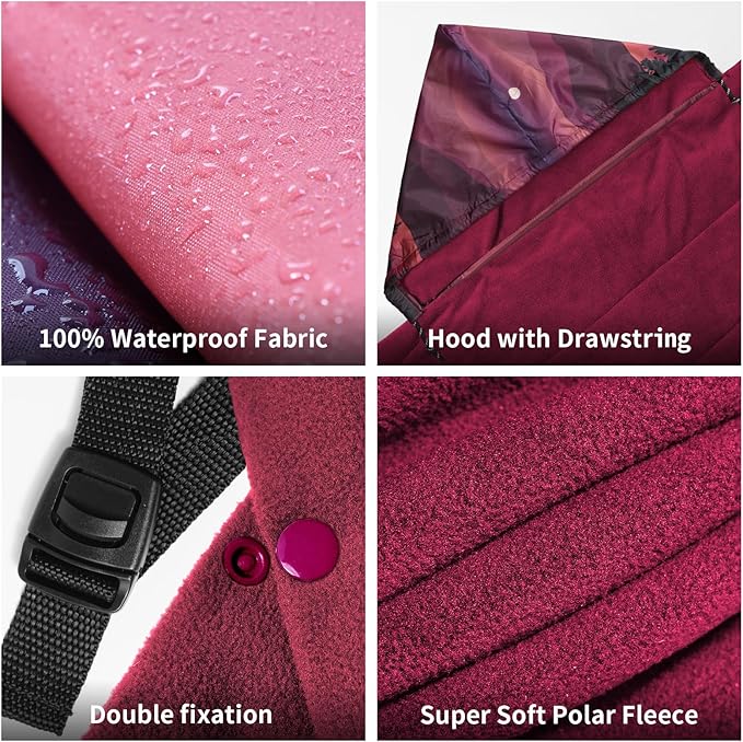 Hooded Stadium Blanket, Waterproof Fleece Wearable Camping Blanket